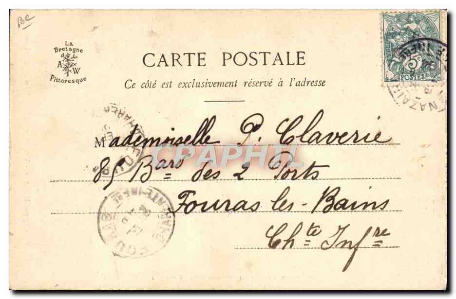 CPA Folklore Tabac Bretagne Types bretons Vieille porteuse d'eau de Morlaix  — Verso
