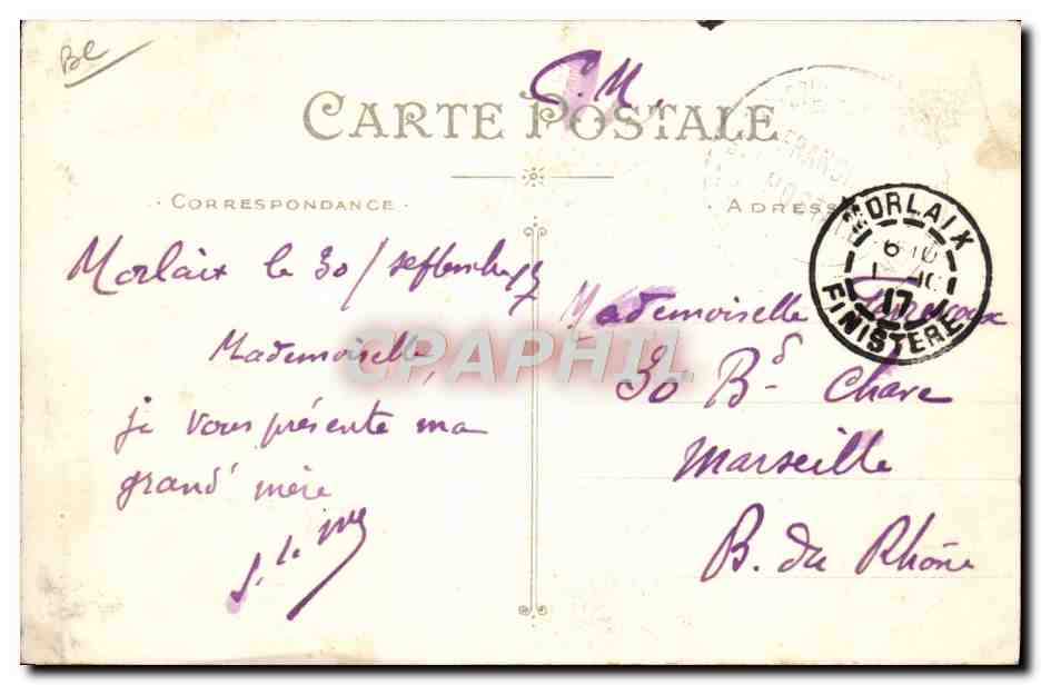 CPA Folklore Tabac Fumeuse de Morlaix  — Verso