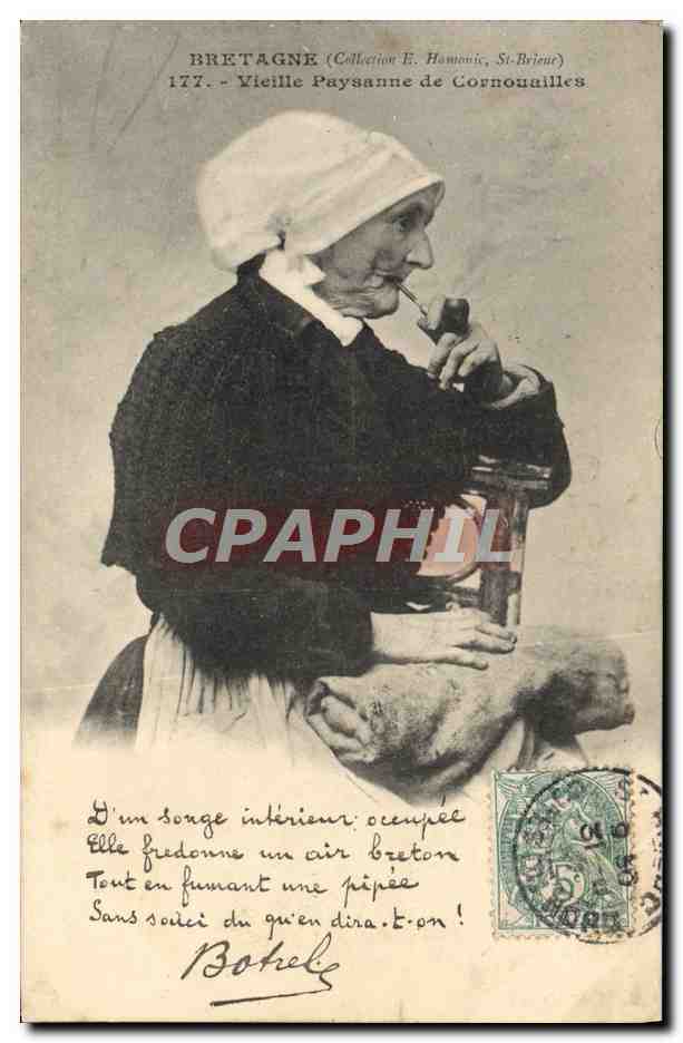 CPA Folklore Tabac Vieille paysanne de Cornouailles Botrel
