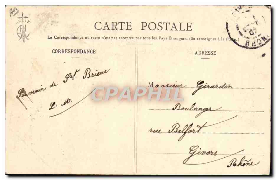 CPA Folklore Tabac Vieille paysanne de Cornouailles Botrel — Verso