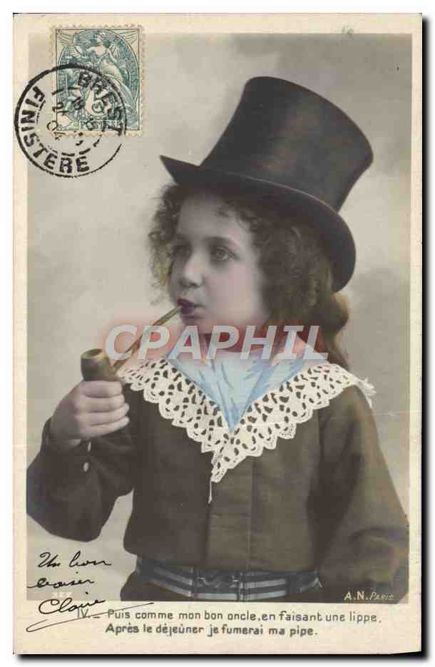 CPA Folklore Tabac Enfant Pipe