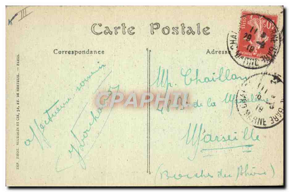 CPA Bateau Peniche Chalons sur Marne La passerelle et le canal — Back