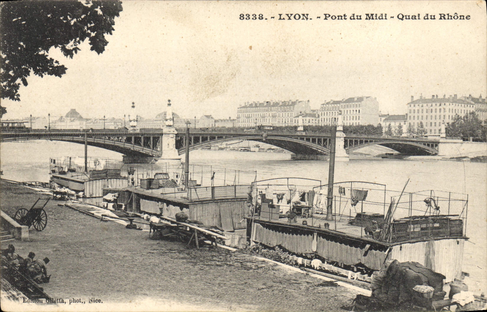 CPA Bateau Peniche Lyon Pont du Midi Quai du Rhone 