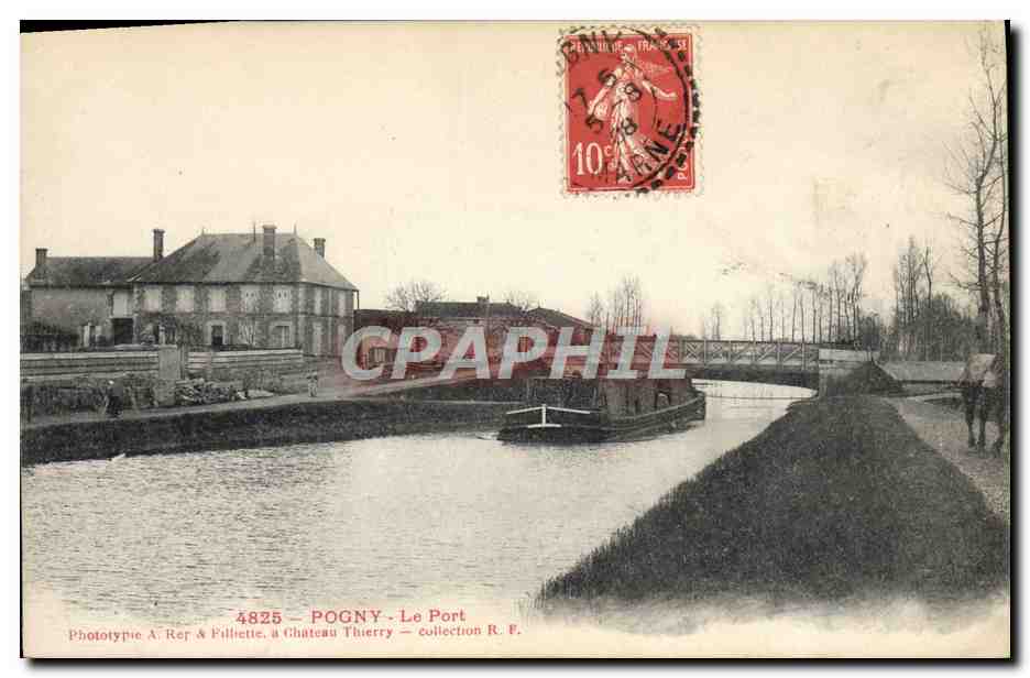 CPA Bateau Peniche Pogny Le port 