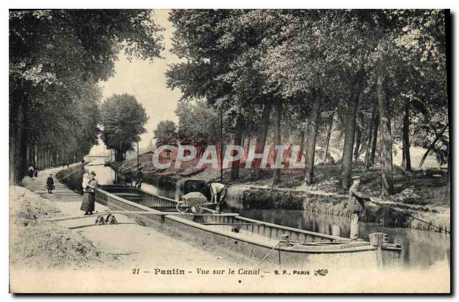 CPA Bateau Peniche Pantin Vue sur le canal