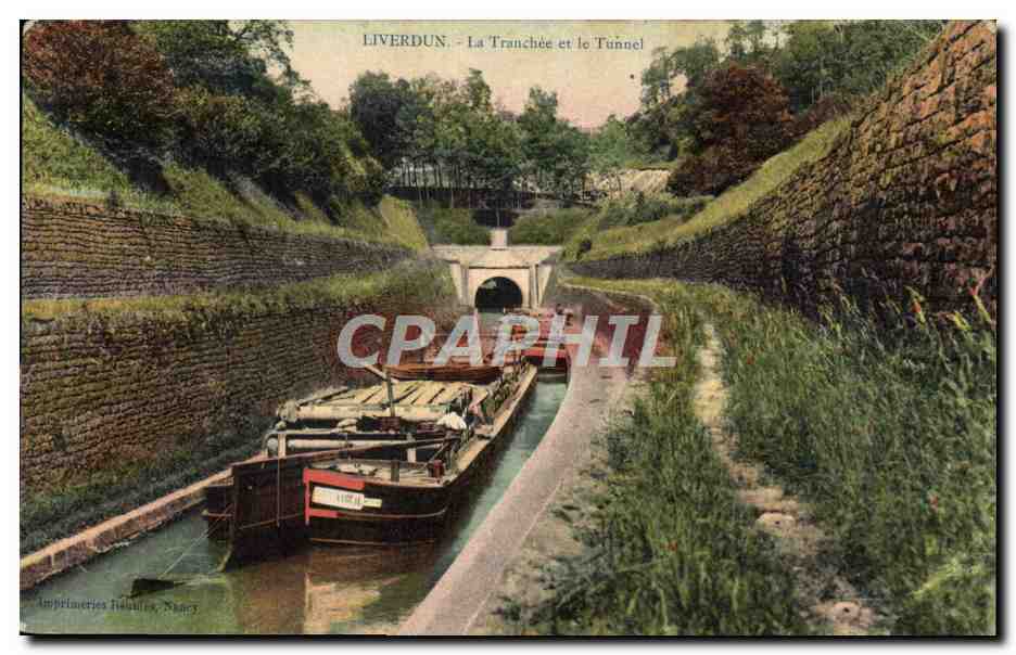 CPA Bateau Peniche Liverdun La tranchee et le tunnel