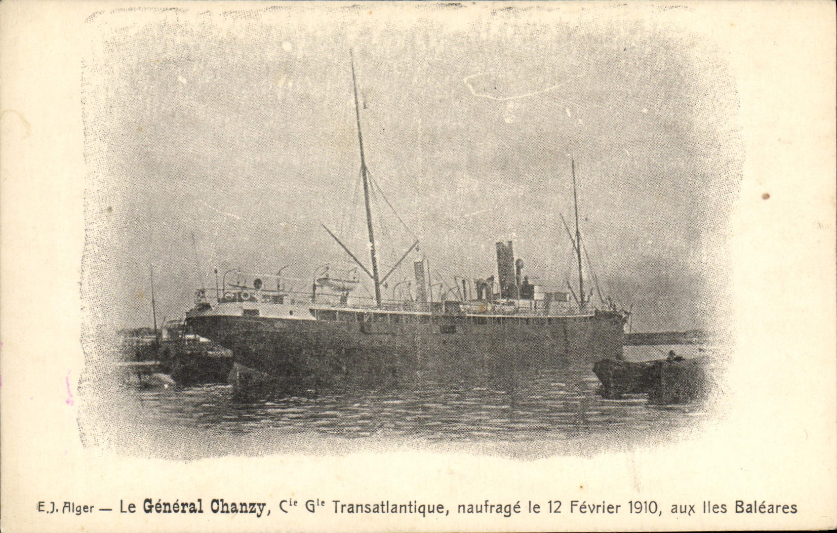 De Generaal Chanzy — Algemene Transatlantische Maatschappij, gesunkene op 12 Februari 1910, op de Balearen