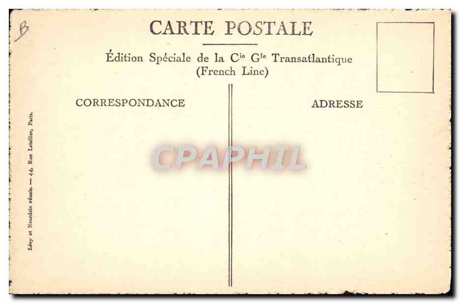 CPA Bateau Paquebot SS de Grasse Le grand salon des passagers de cabine  — Verso