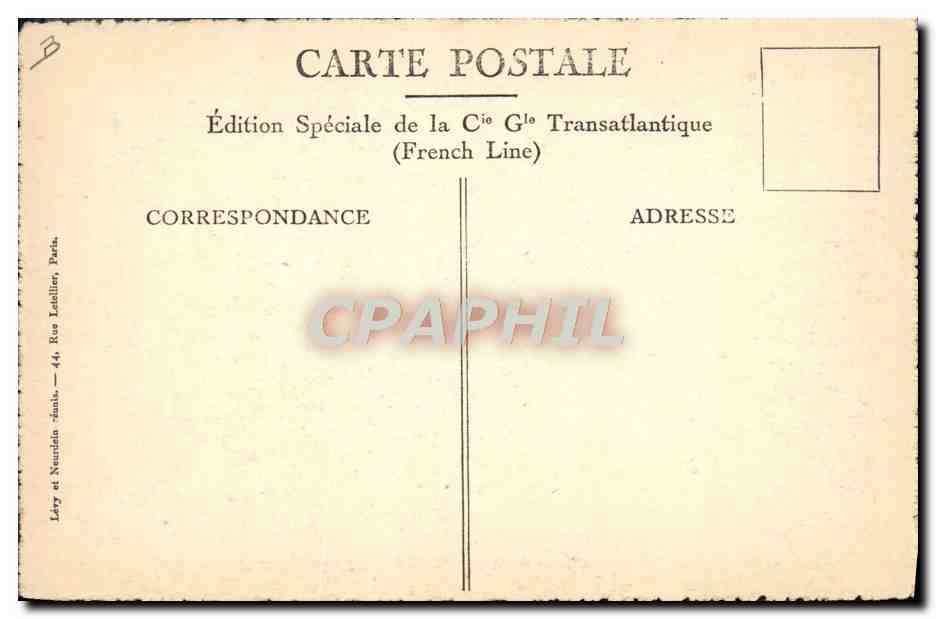 CPA Bateau Paquebot SS de Grasse La galerie — Verso