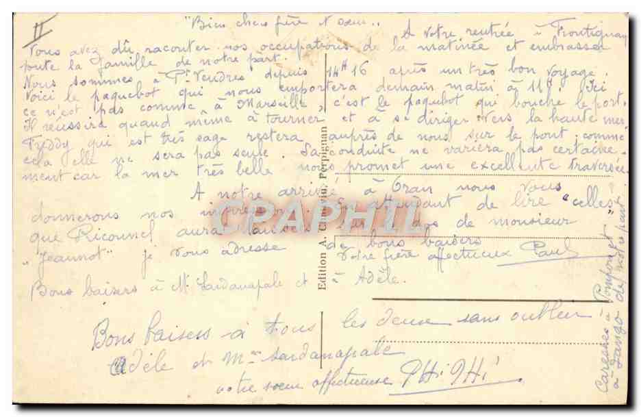 Port-Vendres (Py Or.) — Le Gouverneur Général Tirman (courrier d'Algérie) — Reverso