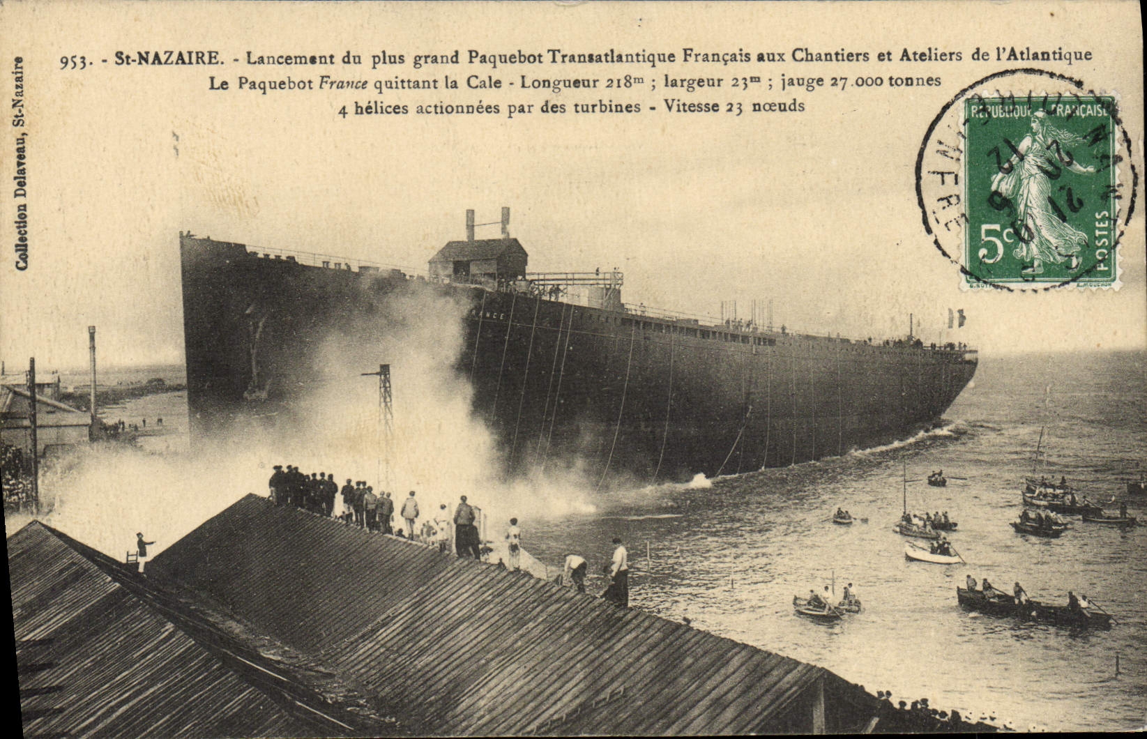 St-Nazaire - Lancement du plus grand paquebot transatlantique français - Chantiers et Ateliers de l'Atlantique