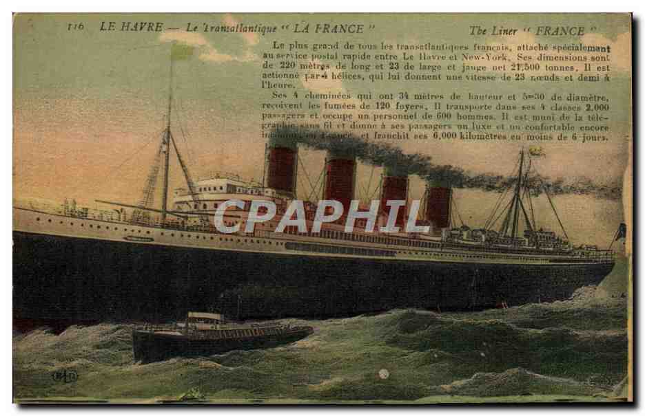 Le Havre — Le transatlantique "La France" — Éditeur : J. St. Delap, Paris