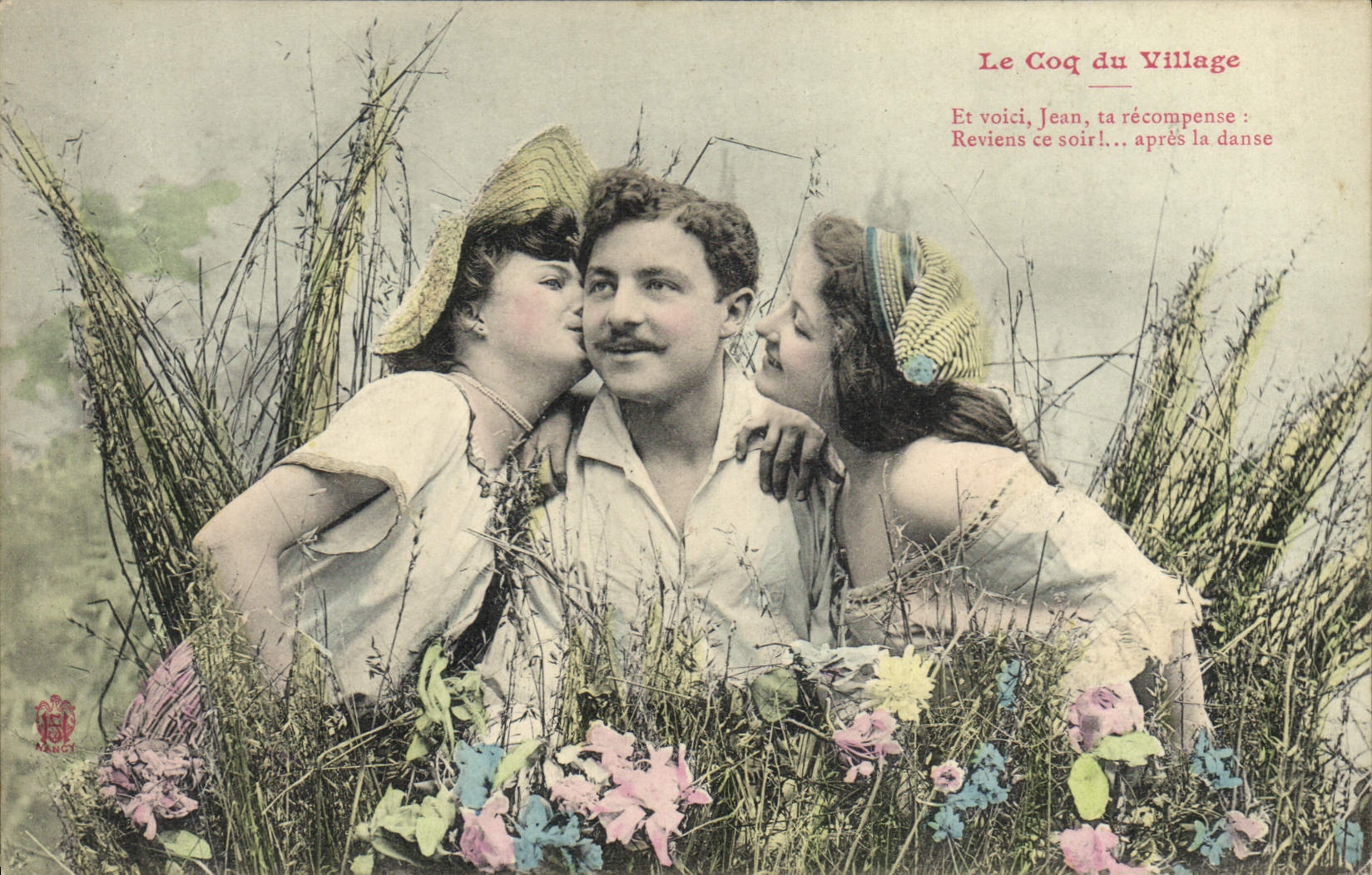 Le Coq du Village — scène de flirt avec deux femmes — éditeur MAUCI, n°15
