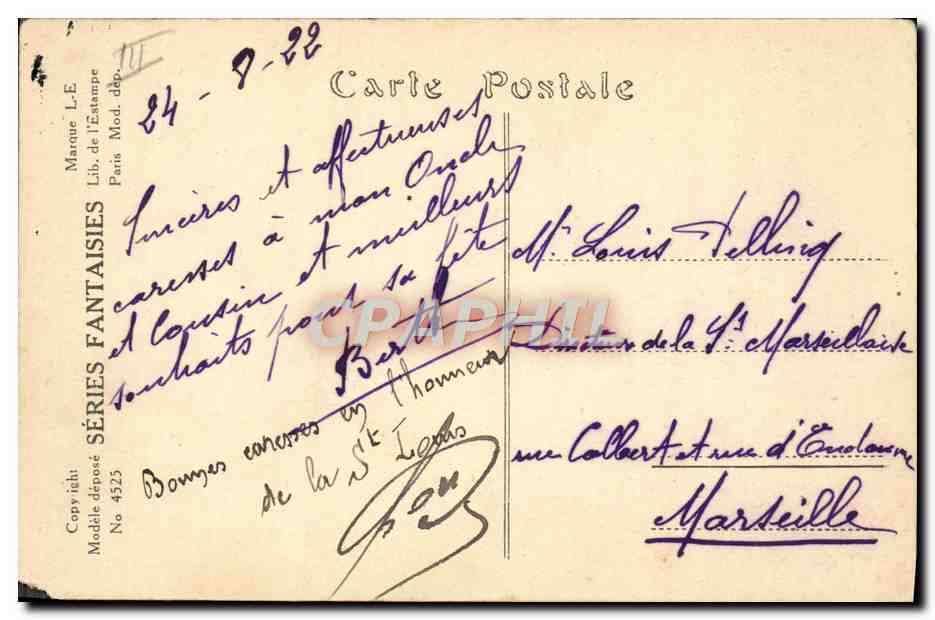 CPA Fantaisie Prenom Louis — Rückseite