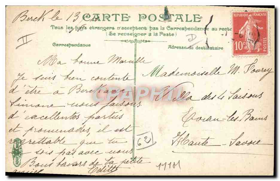 CPA Ane Mule Berck Plage Les bateaux a mree basse — Rückseite