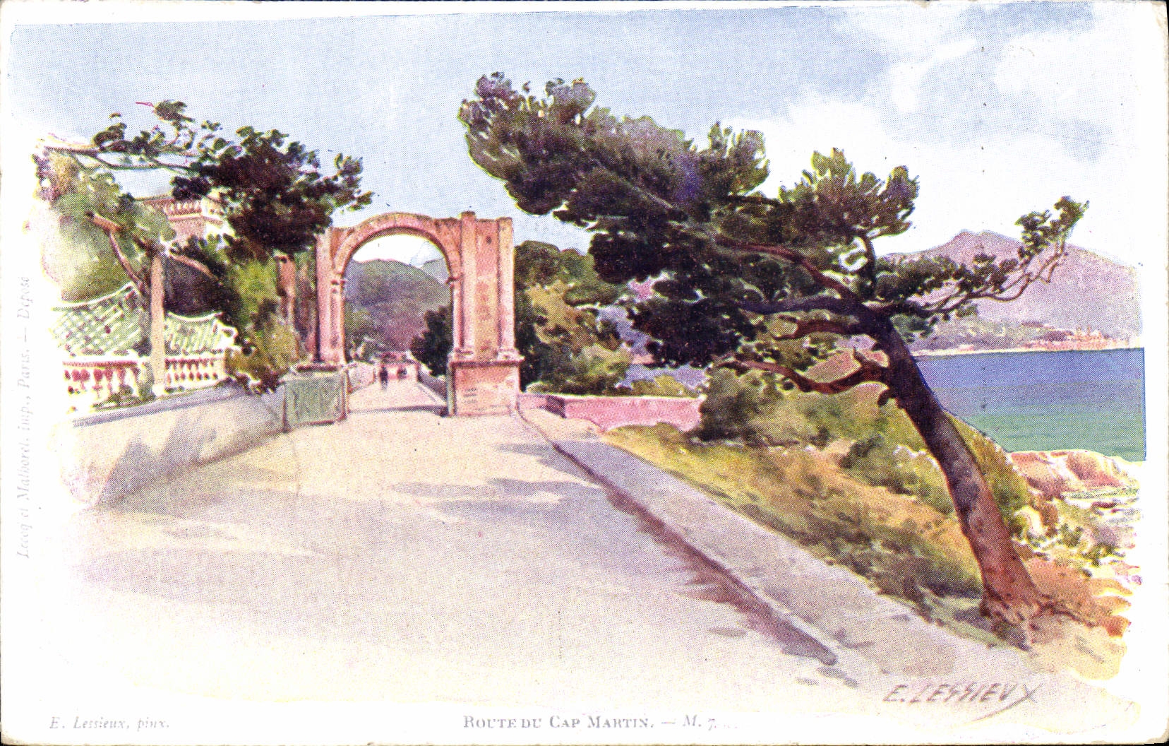 CPA Fantaisie Illustrateur Route du Cap Martin