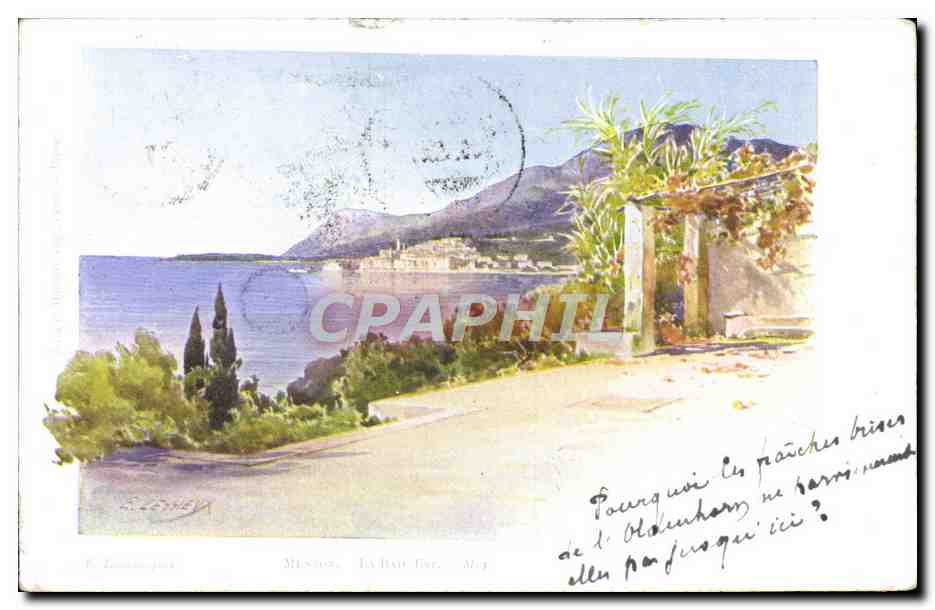CPA Fantaisie Illustrateur Menton La baie Est 