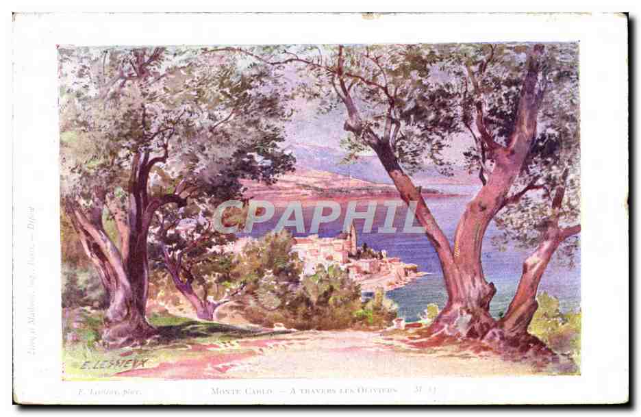 CPA Fantaisie Illustrateur Monte Carlo A travers les oliviers
