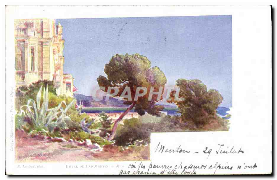 CPA Fantaisie Illustrateur Hotel du Cap Martin 
