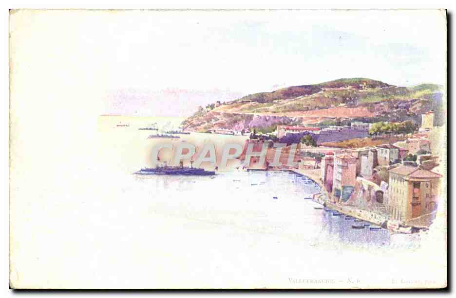 CPA Fantaisie Illustrateur Villefranche Bateau