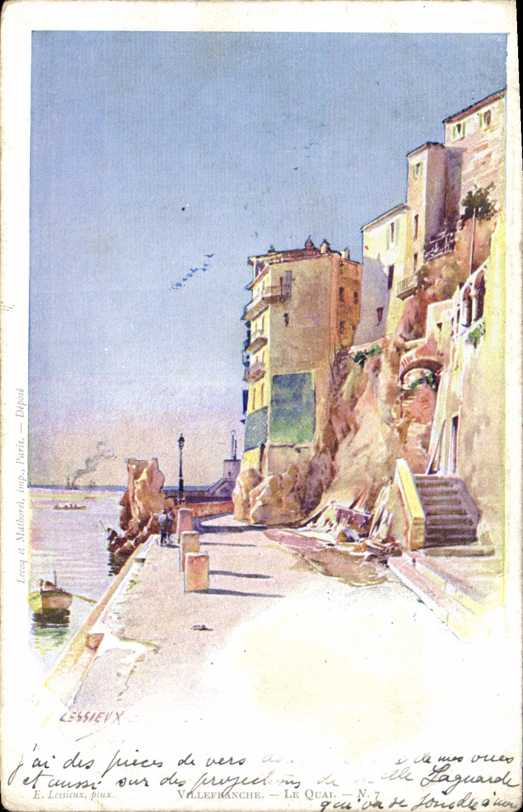 CPA Fantaisie Illustrateur Villefranche Le quai
