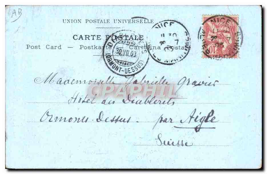 CPA Fantaisie Illustrateur Menton Le ravin et le pont frontiere  — Rückseite