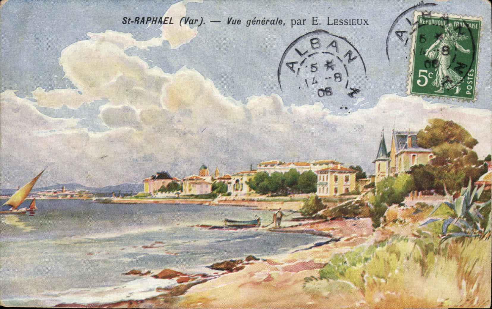 CPA Fantaisie Illustrateur St Raphael Vue generale par Lessieux