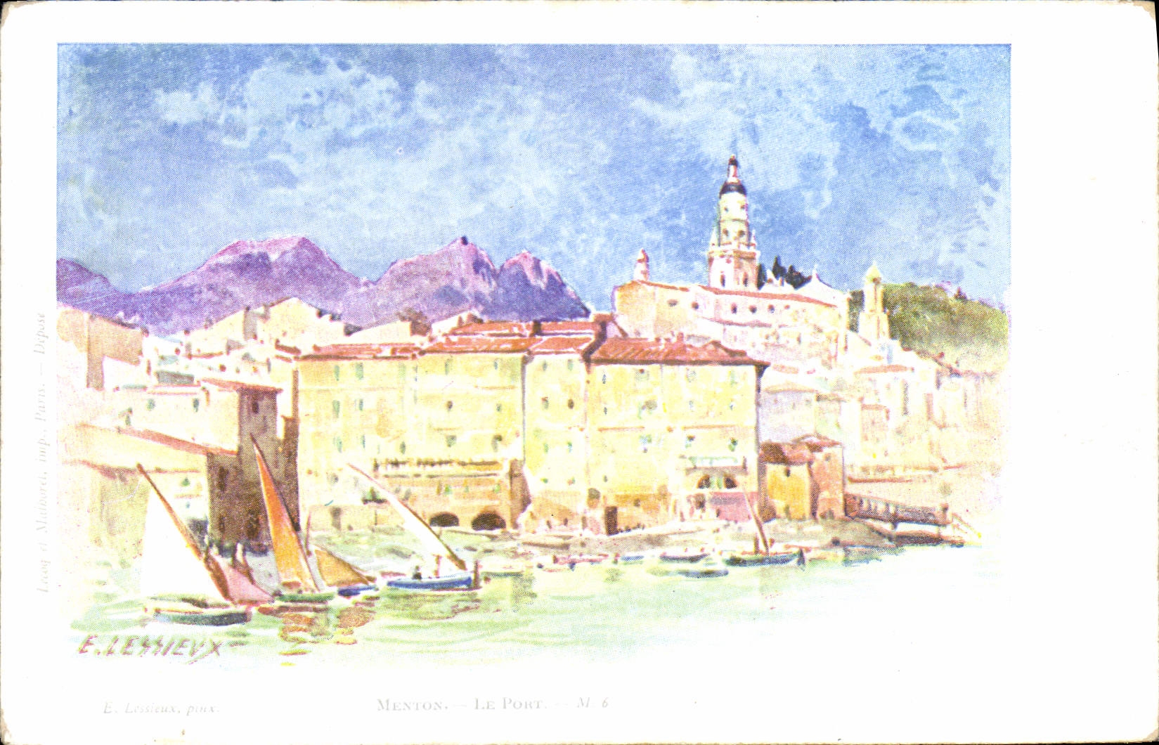 CPA Fantaisie Illustrateur Menton Le port 