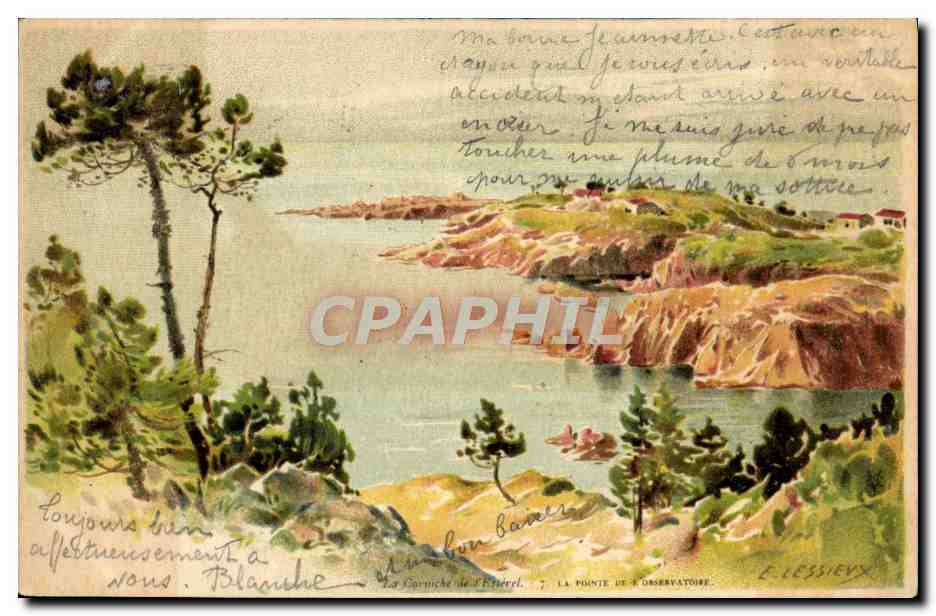 CPA Fantaisie Illustrateur La corniche de l'Esterel La pointe de l'observatoire