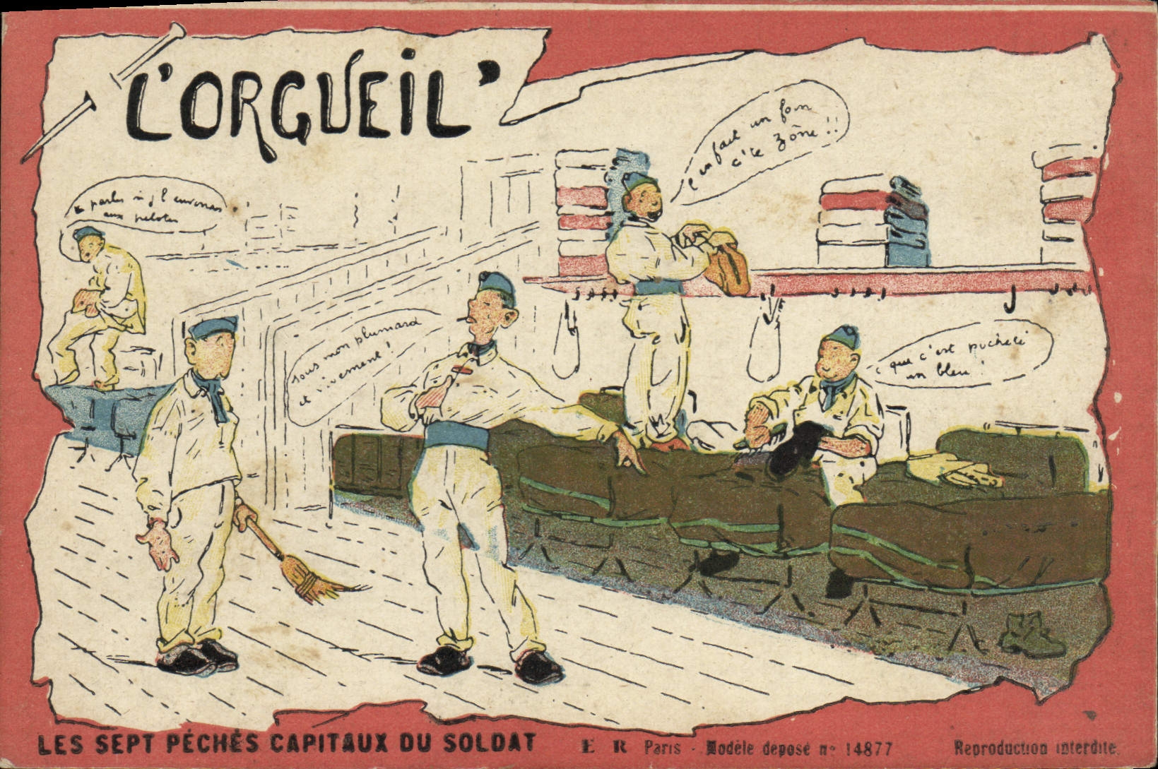 L'Orgueil — Les Sept Péchés Capitaux du Soldat — E.R. Paris, modèle déposé n°14877