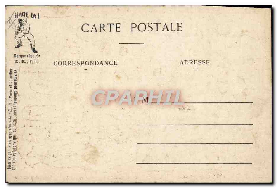 L'Orgueil — Les Sept Péchés Capitaux du Soldat — E.R. Paris, modèle déposé n°14877 — Verso