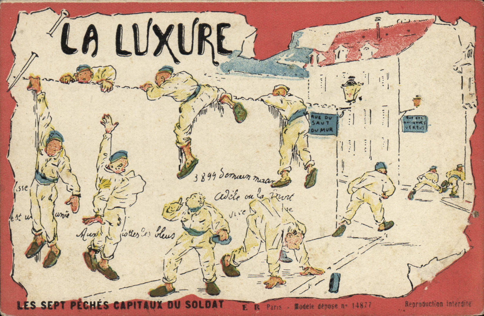 La Luxure — Les Sept Péchés Capitaux du Soldat — E.R. Paris, modèle dépôt n°14877