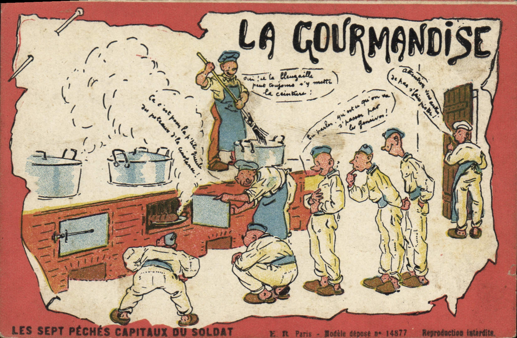 La Gourmandise — Les Sept Péchés Capitaux du Soldat — E.R. Paris, Modèle déposé n°14877