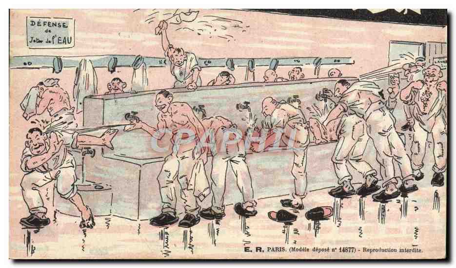 Défense de l'eau — caricature — E. R. Paris, modèle déposé n° 14877