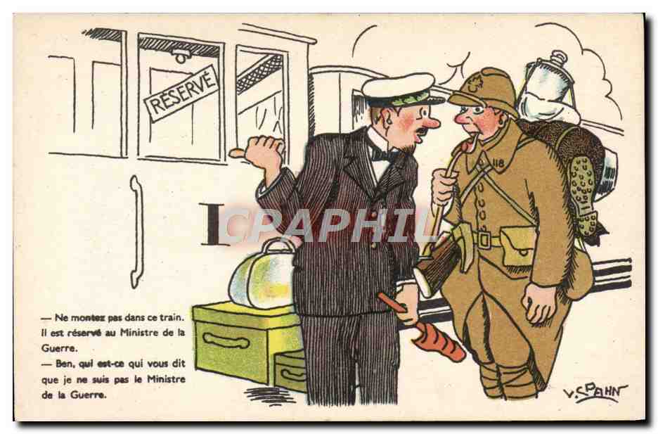 Soldat et fonctionnaire à la gare — Train réservé — V. P. Bahn