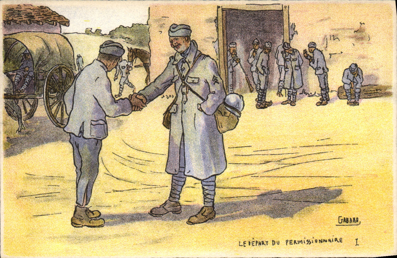 CPA Militaria Le depart du permissionnaire