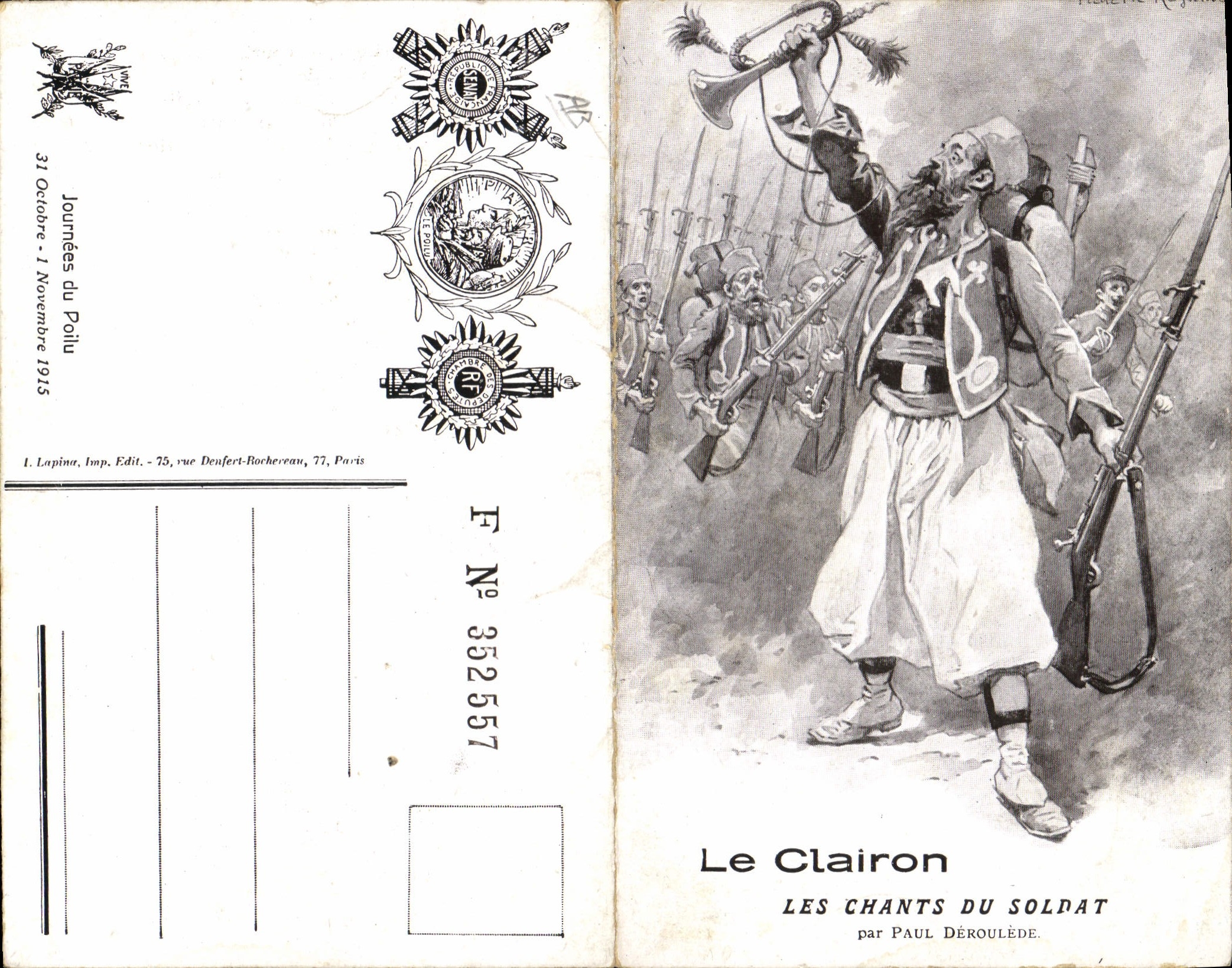 CPA Militaria Le clairon Les chants du soldat par Paul Deroulede