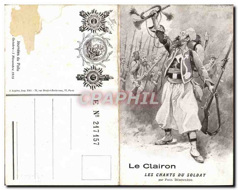 CPA Militaria Le clairon Les chants du soldat par Paul Deroulede