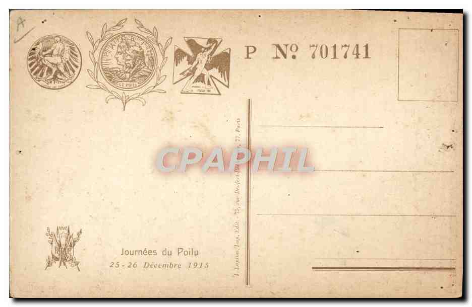 CPA Militaria Journee du poilu 1915 — Verso