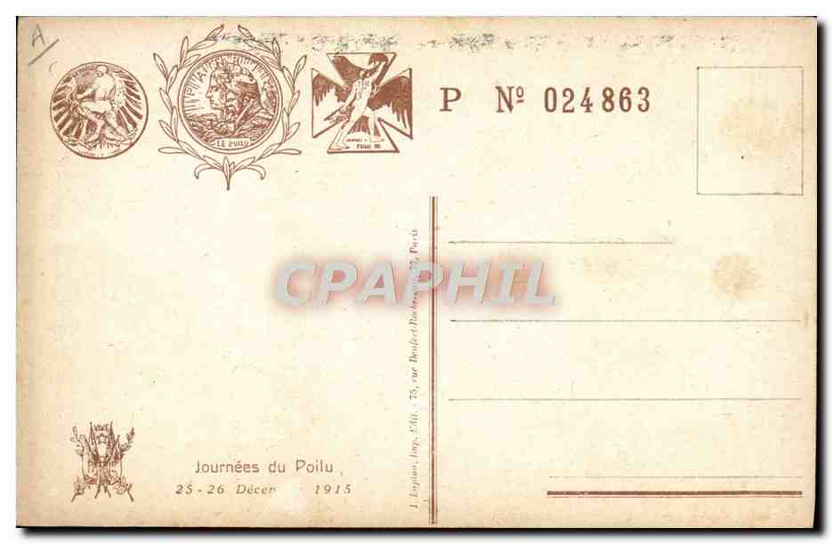 CPA Militaria Journee du poilu 1915 — Rückseite