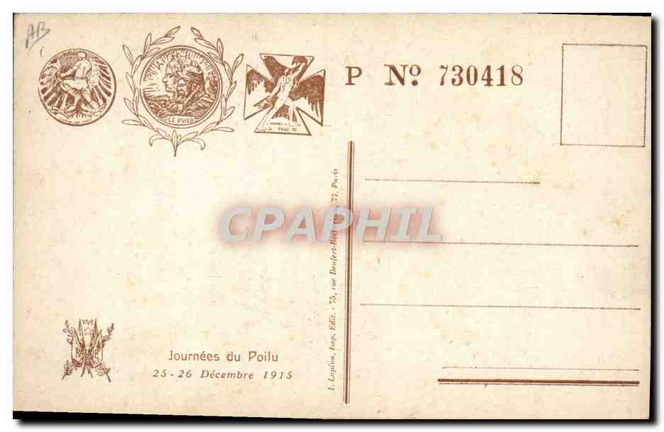 CPA Militaria Journee du poilu 1915 — Rückseite