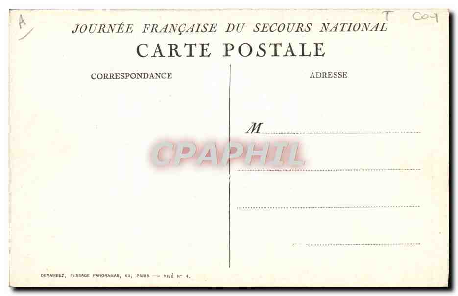 CPA Militaria Journee du Secours national Lion — Rückseite