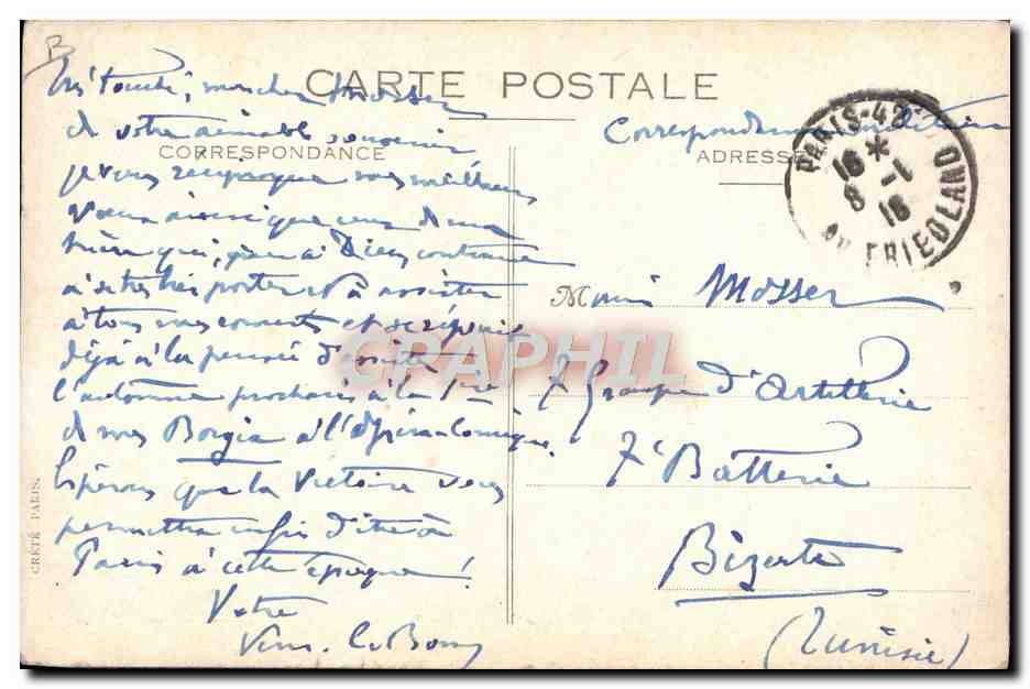 CPA Militaria Credit Commercial de France — Rückseite