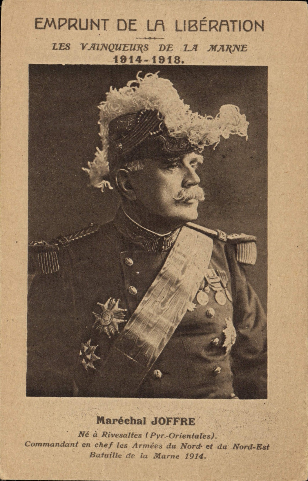 CPA Militaria Emprunt de la Liberation Vainqueurs de la Marne Marechal Joffre
