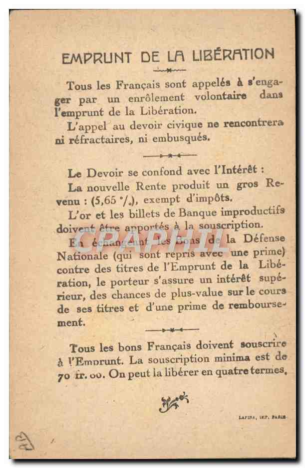 CPA Militaria Emprunt de la Liberation Vainqueurs de la Marne Marechal Joffre — Rückseite