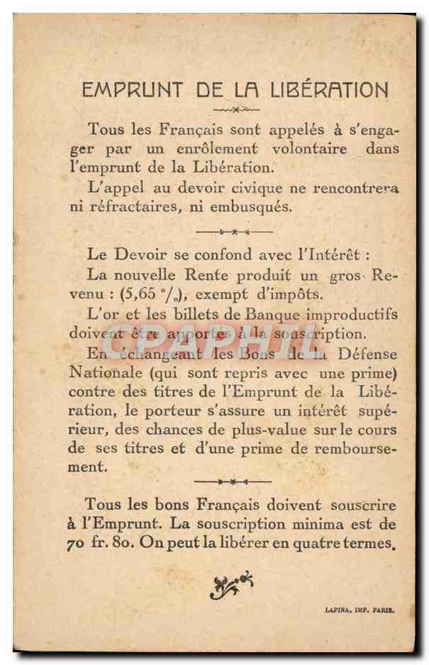 CPA Militaria Emprunt de la Liberation Vainqueurs de la Marne General Gallieni — Rückseite