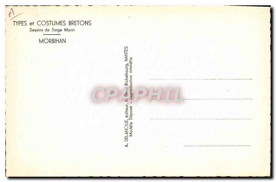 CPA Folklore Jorge Morin Morbihan Devant les lits clos — Verso