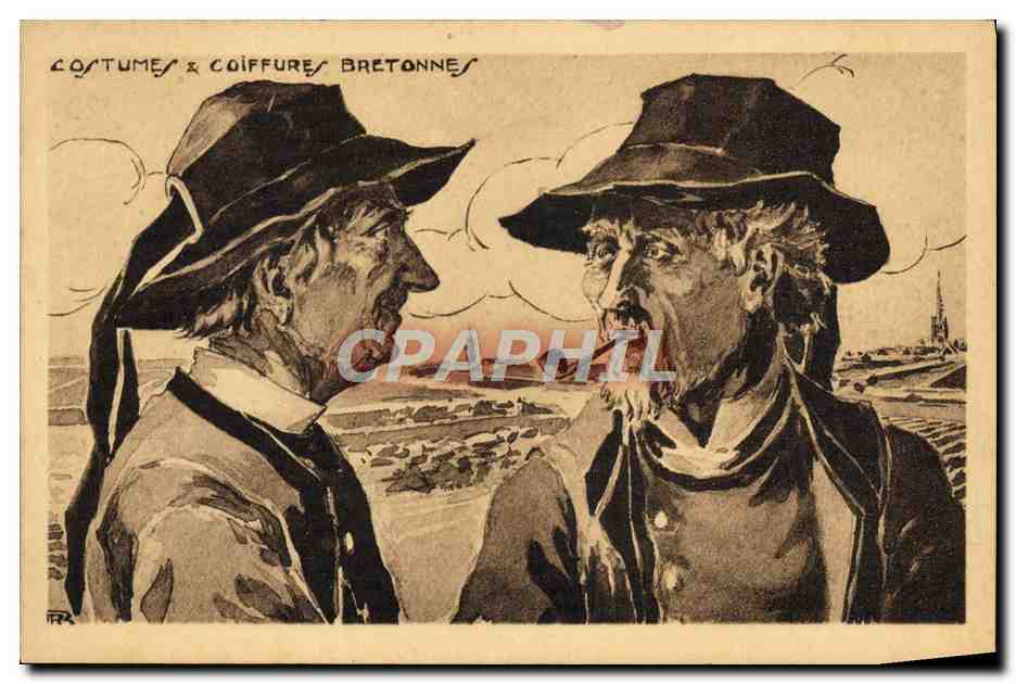 CPA Folklore Costumes et coiffures bretonnes 