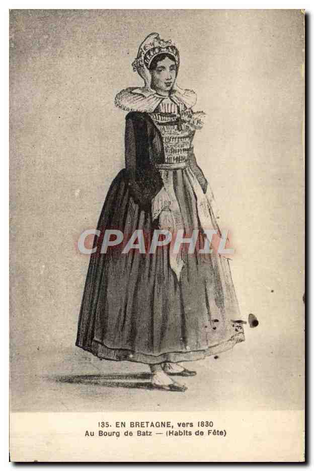 CPA Folklore En Bretagne vers 1830 Au Bourg de Batz Habits de fete 