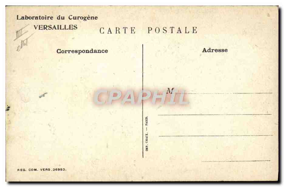 CPA Folklore Bretagne Laboratoire de Curogene Versailles  — Rückseite